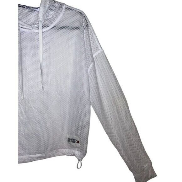 Tommy Hilfiger White Breathable Athletic Hoodie Top Size M - Picture 5 of 14